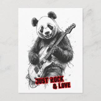 Cartão Postal De Festividades Um panda selvagem tocando violão em