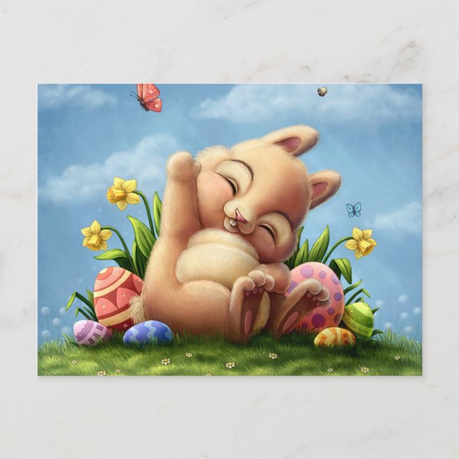 Cartão Postal De Festividades Um Pequeno Coelhinho De Páscoa (Frente)