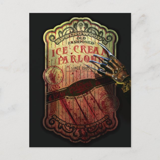 Cartão Postal De Festividades Um Pesadelo em Elm Street | Sorveteria de Springwo (Frente)