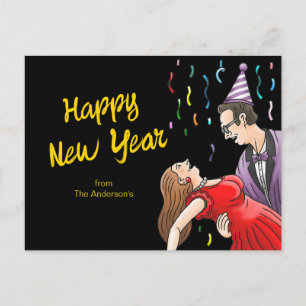 Cartão Postal De Festividades Uma dança feliz para a festa de Ano Novo