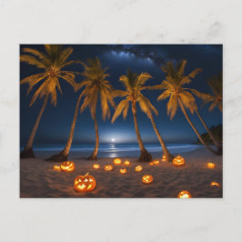 Cartão Postal De Festividades Uma Festa de Halloween Assustadora na Praia