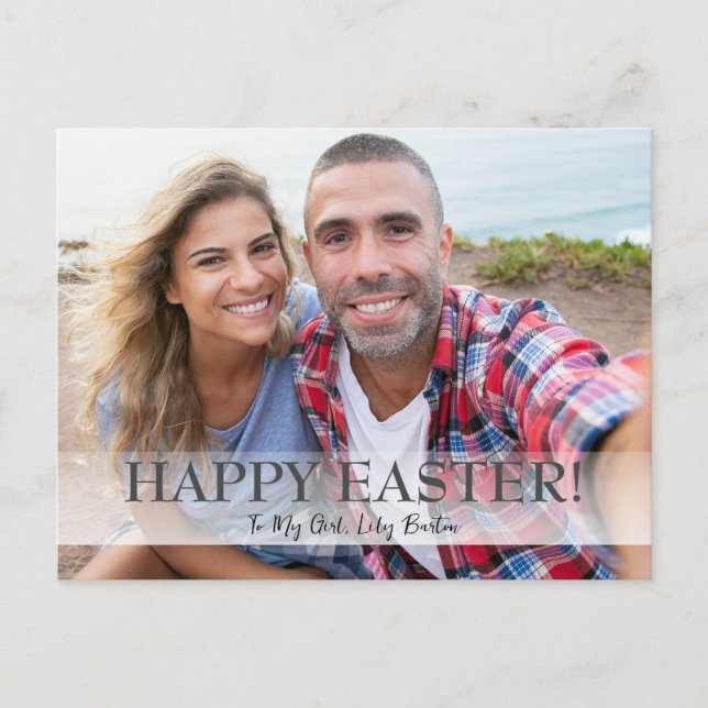 Cartão Postal De Festividades Uma foto da família de Felzs pascoa Elegant Script (Frente)