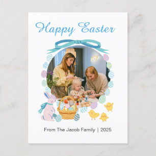 Cartão Postal De Festividades Uma foto da família de Felzs pascoa Elegante simpl