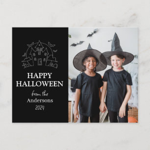 Cartão Postal De Festividades Uma Foto da Família Elegante de Halloween