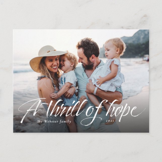 Cartão Postal De Festividades Uma foto de Natal religioso de Thrill Hope (Frente)