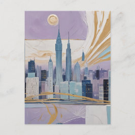 Cartão Postal De Festividades Uma paisagem urbana lunar