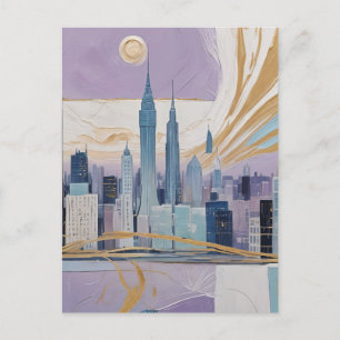 Cartão Postal De Festividades Uma paisagem urbana lunar