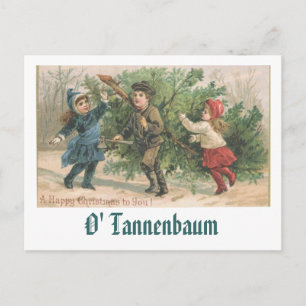 Cartão Postal De Festividades Uma placa de Natal vintage - O' Tannenbaum