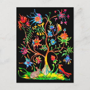 Cartão Postal De Festividades Uma vida arbórea e fauna