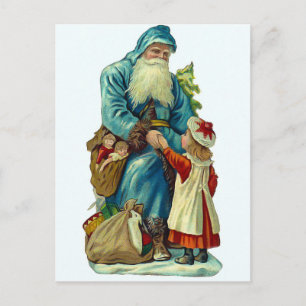 Cartão Postal De Festividades Uma visita de Papais noeis