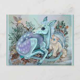 Cartão Postal De Festividades Unicorn Foal Cozy Cudles