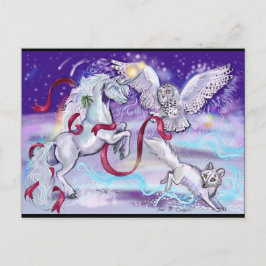 Cartão Postal De Festividades Unicórnio Feriado e PostCard Fox