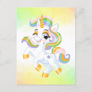 Cartão Postal De Festividades Unicorns Páscoa Unicorns Primavera Bunny Girls Boy