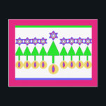 Cartão Postal De Festividades Upside Down Christmas Hanukkah Postcard<br><div class="desc">If you have friends who celebrate Chrismukkah,  here's the perfect card. One way it's a Christmas forest. Upside down it's a Hanukkah Menorah!</div>