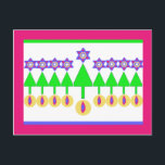 Cartão Postal De Festividades Upside Down Christmas Hanukkah Postcard<br><div class="desc">If you have friends who celebrate Chrismukkah,  here's the perfect card. One way it's a Christmas forest. Upside down it's a Hanukkah Menorah!</div>
