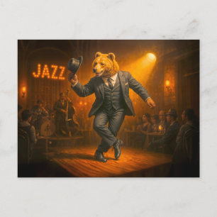 Cartão Postal De Festividades Urso Dançante Rocha Clube do Jazz