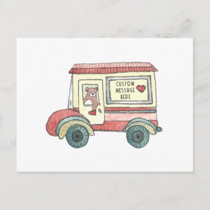 Cartão Postal De Festividades Urso de Caminhão de Correio Mensagem Personalizada