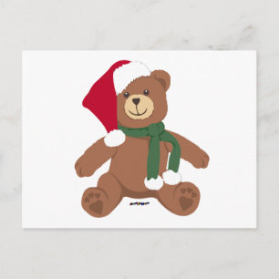 Cartão Postal De Festividades Urso de Natal