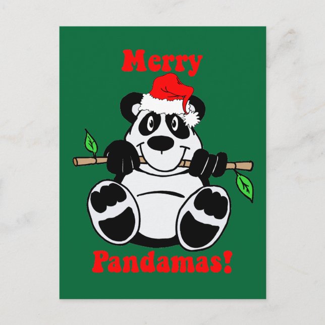 Cartão Postal De Festividades Urso de panda engraçado do Natal (Frente)