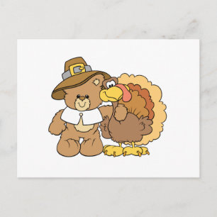 Cartão Postal De Festividades urso de pelúcia de ação de graças design
