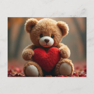 Cartão Postal De Festividades Urso de pelúcia fofo do Dia dos Namorados