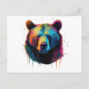 Cartão Postal De Festividades Urso Grizzly Aproxima Urso Cinza Grande Pop