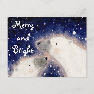 Cartão Postal De Festividades Urso Polar Alegre e Radiante