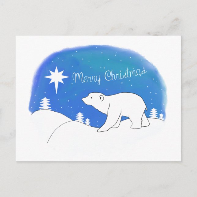 Cartão Postal De Festividades Urso polar Feliz de Natal (Frente)