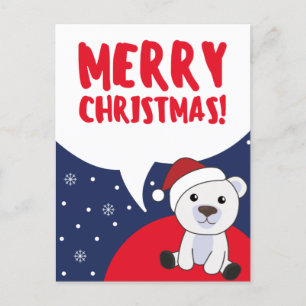 Cartão Postal De Festividades Urso Polar Natal Neve Inverno Animais Polar Hol