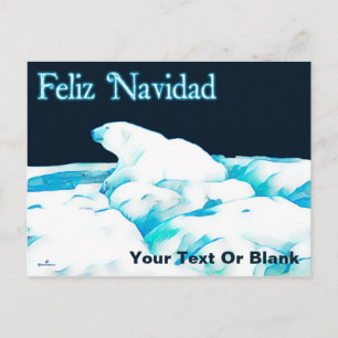 Cartão Postal De Festividades Urso Polar No Gelo - Feliz Navidad