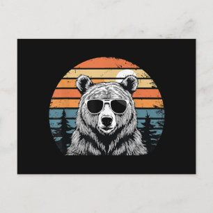 Cartão Postal De Festividades Urso Vintage com Óculos de Sol