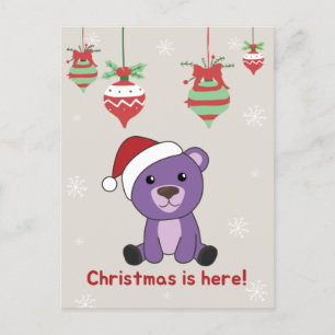 Cartão Postal De Festividades Ursos Coloridos Brancos Felizes De Natal