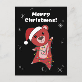 Cartão Postal De Festividades Ursos Coloridos Feliz Natal Animais de Inverno Urs