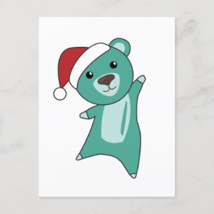 Cartão Postal De Festividades Ursos Coloridos Feliz Natal Animais de Inverno Urs