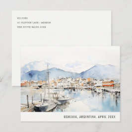 Cartão Postal De Festividades Ushuaia Argentina Landscape Watercolor Travel