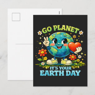 Cartão Postal De Festividades Vá Planeta É o Seu Dia da Terra verde