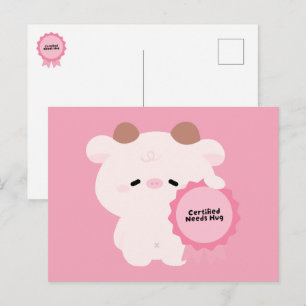 Cartão Postal De Festividades Vaca Certificada Precisa de Abraço