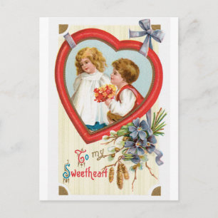 Cartão Postal De Festividades Valentine Antigo