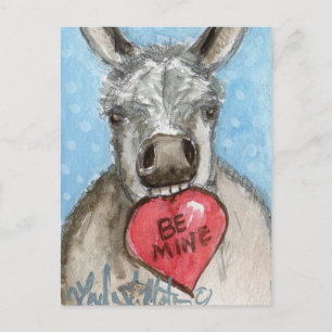 Cartão Postal De Festividades Valentine Burro Postcard