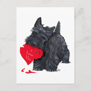 Cartão Postal De Festividades Valentine de Terrier Escocês