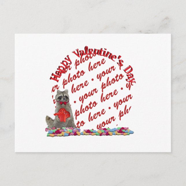 Cartão Postal De Festividades Valentine  Raccoon "Bandit" Photo Frame (Frente)