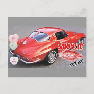 Cartão Postal De Festividades Valentine Red Split Window Corvette Classic
