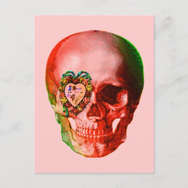 Cartão Postal De Festividades Valentine Skull (Frente)
