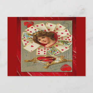 Cartão Postal De Festividades Valentine Vitoriano A Rainha De Copas
