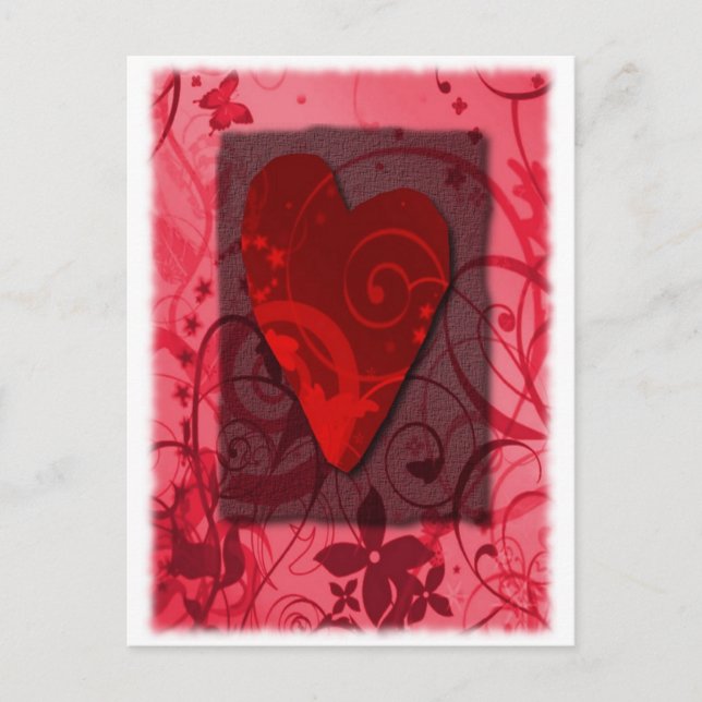 CARTÃO POSTAL DE FESTIVIDADES VALENTINE WITH SWIRLS & HEART (Frente)