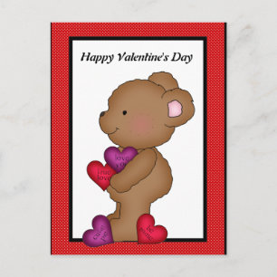 Cartão Postal De Festividades Valentine's Day Bear postcard