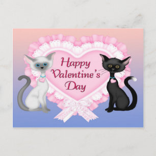 Cartão Postal De Festividades Valentine's Day Cats Postcard