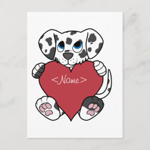 Cartão Postal De Festividades Valentine's Day Dalmatian Dog with Red Heart