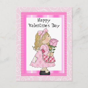 Cartão Postal De Festividades Valentine's Day Girl postcard