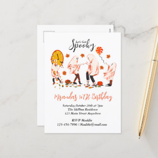 Cartão Postal De Festividades Vamos Obter Fantasma Spooky Com Festa Amiga